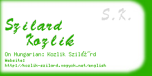 szilard kozlik business card